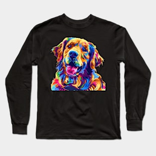 Golden Retriever Dog Colorfull Pop Art Design For Dog Onwer Long Sleeve T-Shirt